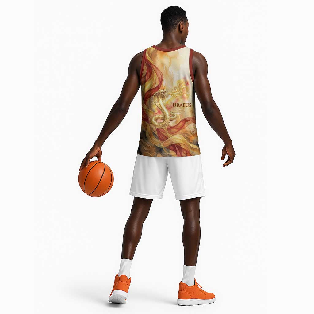 Menhit Basketball Jersey Lioness Warrior Goddess Uraeus Serpent Fire and Feathers Ancient Egyptian