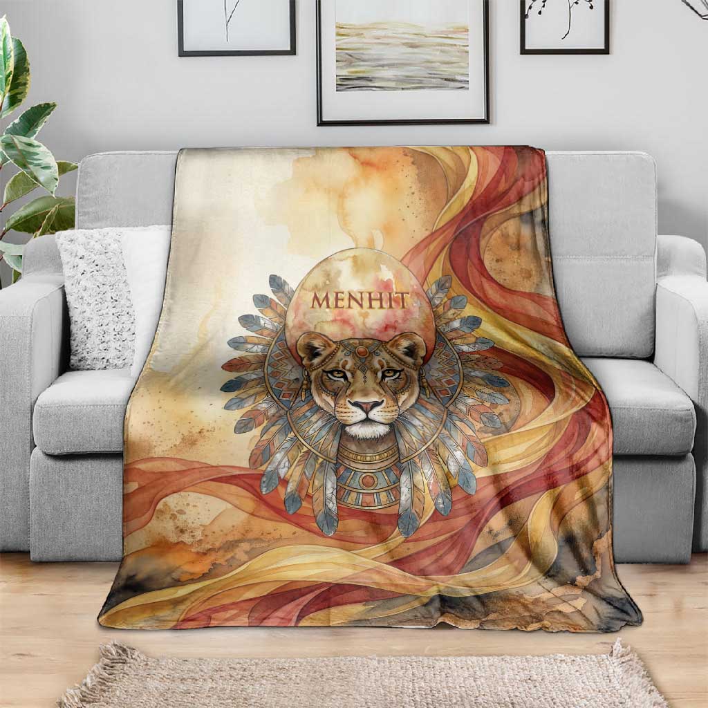Menhit Blanket Lioness Warrior Goddess Uraeus Serpent Fire and Feathers Ancient Egyptian