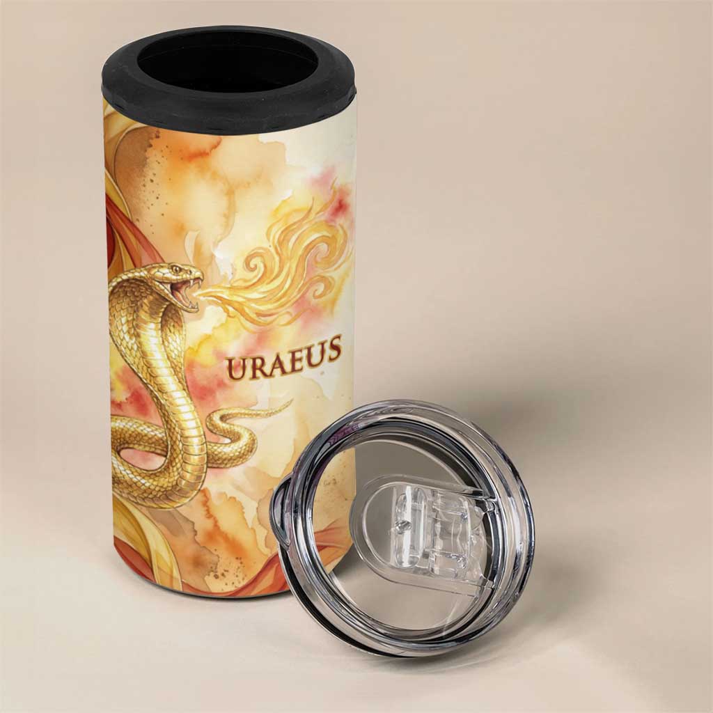 Menhit 4 in 1 Can Cooler Tumbler Lioness Warrior Goddess Uraeus Serpent Fire and Feathers Ancient Egyptian