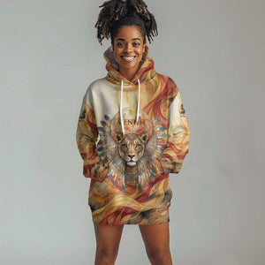 Menhit Hoodie Dress Lioness Warrior Goddess Uraeus Serpent Fire and Feathers Ancient Egyptian