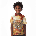Menhit Kid Polo Shirt Lioness Warrior Goddess Uraeus Serpent Fire and Feathers Ancient Egyptian