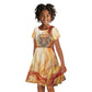 Menhit Kid Short Sleeve Dress Lioness Warrior Goddess Uraeus Serpent Fire and Feathers Ancient Egyptian