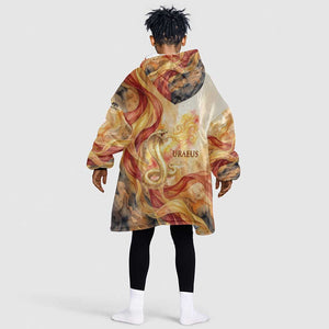 Menhit Kid Wearable Blanket Hoodie Lioness Warrior Goddess Uraeus Serpent Fire and Feathers Ancient Egyptian