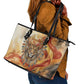 Menhit Leather Tote Bag Lioness Warrior Goddess Uraeus Serpent Fire and Feathers Ancient Egyptian