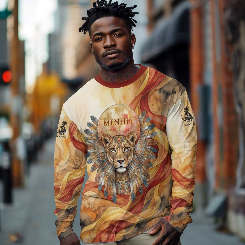 Menhit Long Sleeve Shirt Lioness Warrior Goddess Uraeus Serpent Fire ...