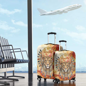 Menhit Luggage Cover Lioness Warrior Goddess Uraeus Serpent Fire and Feathers Ancient Egyptian