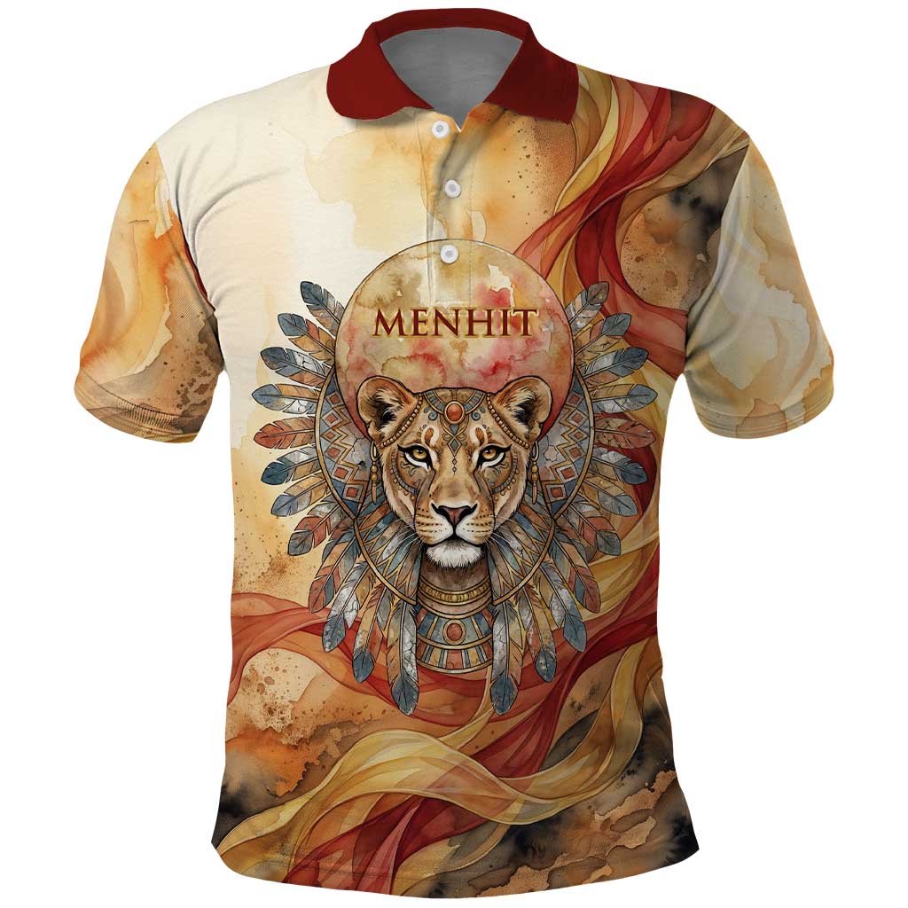 Menhit Polo Shirt Lioness Warrior Goddess Uraeus Serpent Fire and ...
