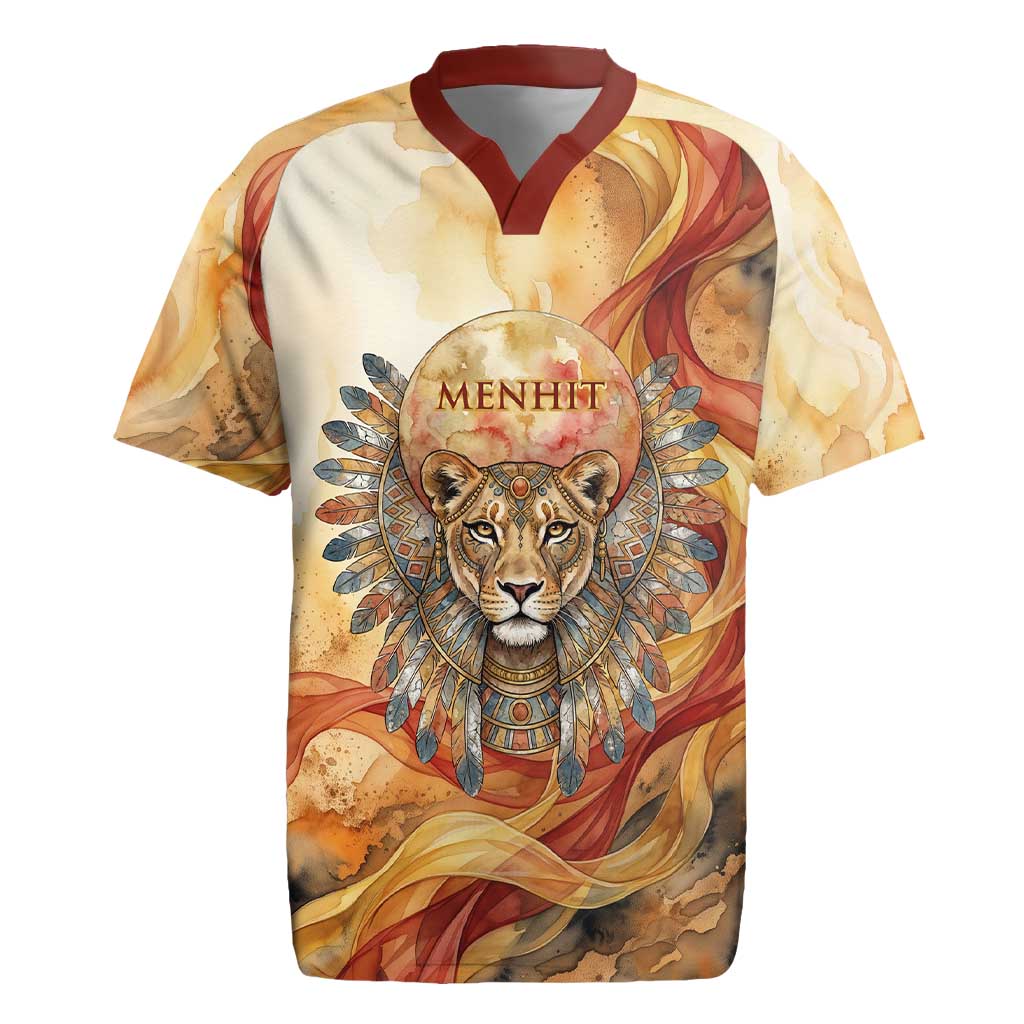 Menhit Rugby Jersey Lioness Warrior Goddess Uraeus Serpent Fire and ...
