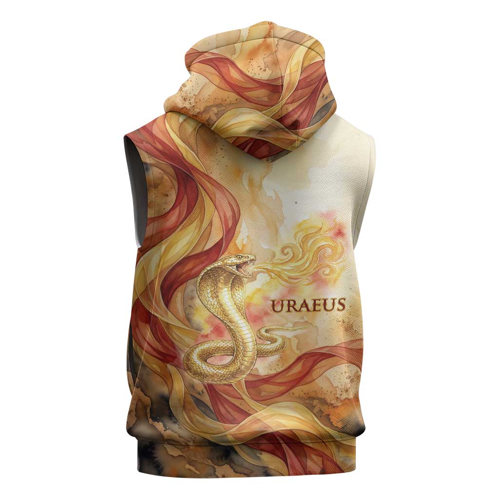 Menhit Sleeveless Hoodie Lioness Warrior Goddess Uraeus Serpent Fire and Feathers Ancient Egyptian
