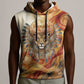 Menhit Sleeveless Hoodie Lioness Warrior Goddess Uraeus Serpent Fire and Feathers Ancient Egyptian