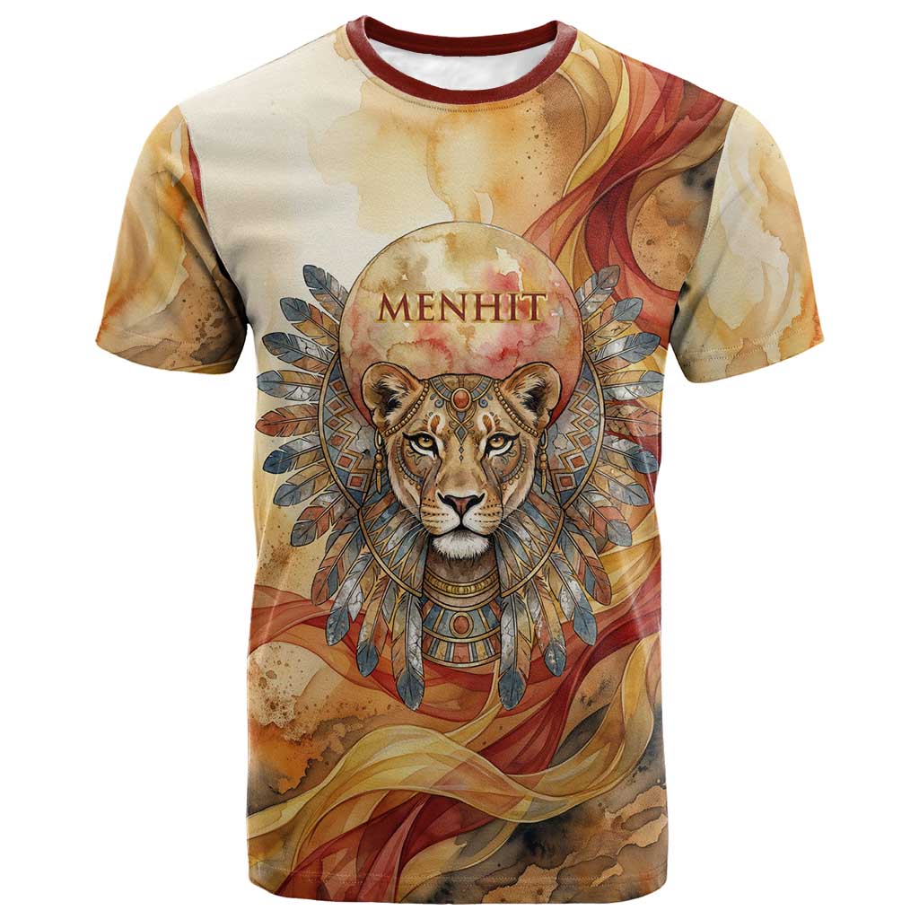 Menhit T shirt Lioness Warrior Goddess Uraeus Serpent Fire and Feathers ...