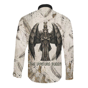 Mut Long Sleeve Button Shirt Vulture Queen Egyptian Mother Goddess Wings Feathers