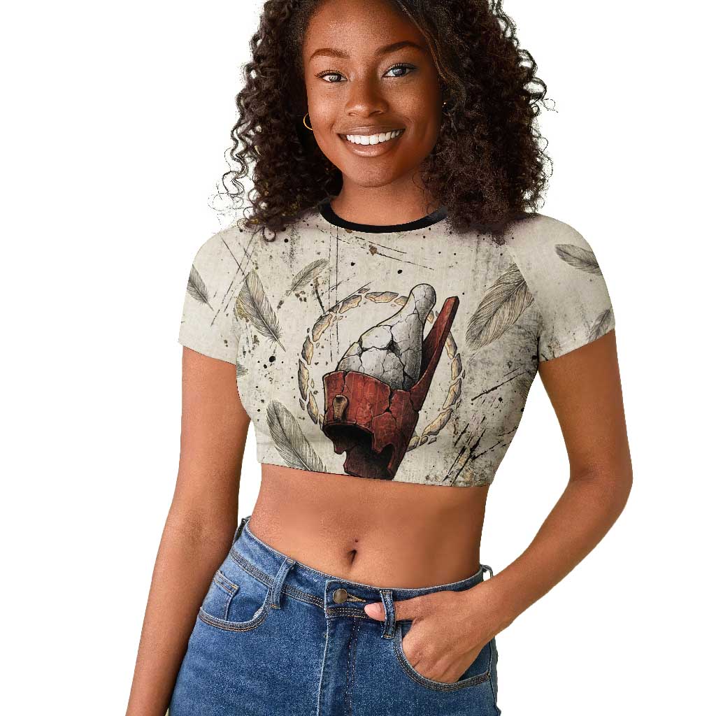 Mut Raglan Cropped T shirt Vulture Queen Egyptian Mother Goddess Wings Feathers