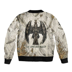 Mut Sleeve Zip Bomber Jacket Vulture Queen Egyptian Mother Goddess Wings Feathers
