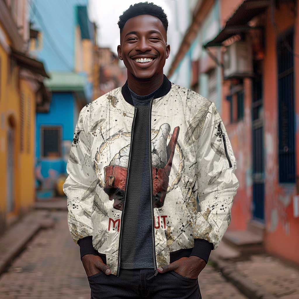 Mut Sleeve Zip Bomber Jacket Vulture Queen Egyptian Mother Goddess Wings Feathers