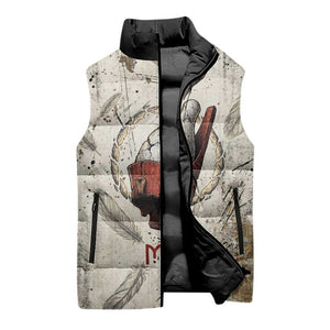 Mut Sleeveless Puffer Jacket Vulture Queen Egyptian Mother Goddess Wings Feathers