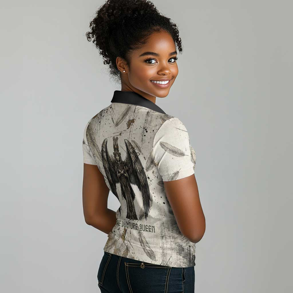 Mut Women Polo Shirt Vulture Queen Egyptian Mother Goddess Wings Feathers