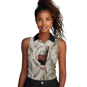 Mut Women Sleeveless Polo Shirt Vulture Queen Egyptian Mother Goddess Wings Feathers