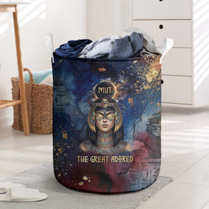Mut Laundry Basket The Lioness of Thebes Egyptian Goddess Cosmic Crown Adorned Warrior Queen Design