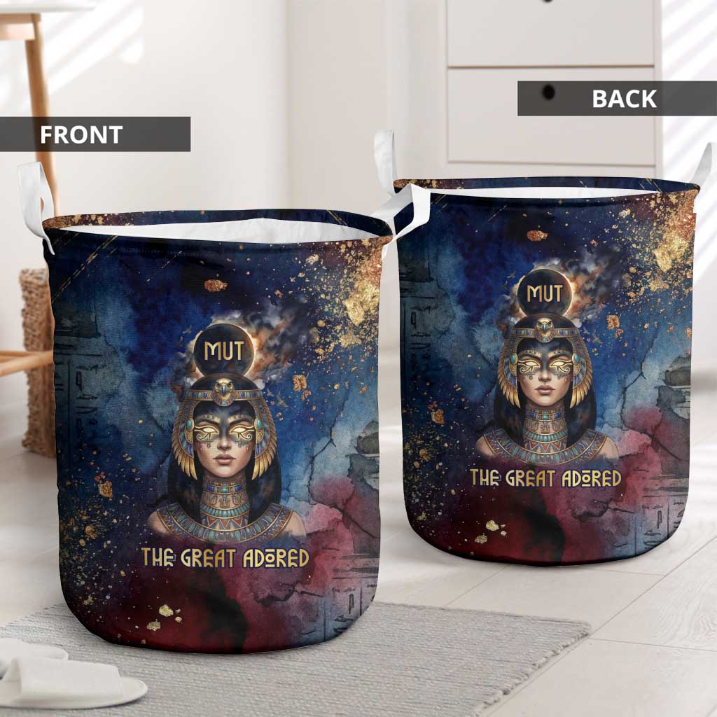 Mut Laundry Basket The Lioness of Thebes Egyptian Goddess Cosmic Crown Adorned Warrior Queen Design