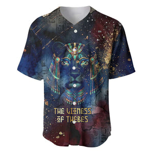Mut Baseball Jersey The Lioness of Thebes Egyptian Goddess Cosmic Crown Adorned Warrior Queen Design