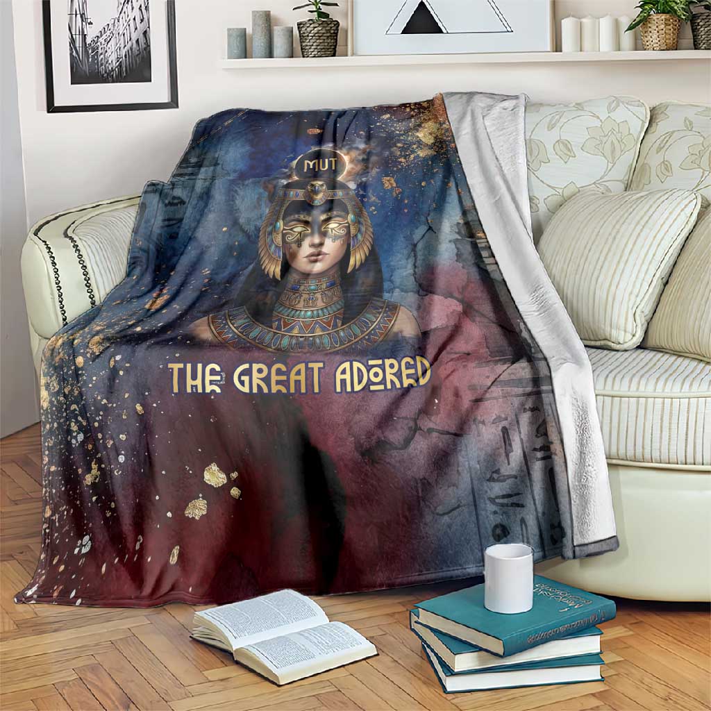 Mut Blanket The Lioness of Thebes Egyptian Goddess Cosmic Crown Adorned Warrior Queen Design