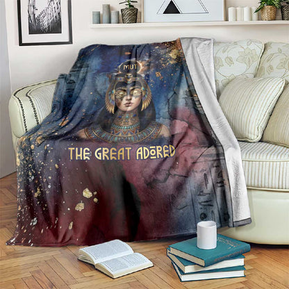 Mut Blanket The Lioness of Thebes Egyptian Goddess Cosmic Crown Adorned Warrior Queen Design