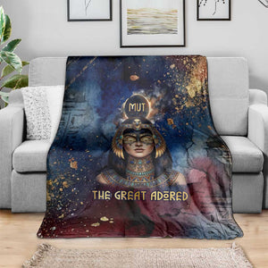 Mut Blanket The Lioness of Thebes Egyptian Goddess Cosmic Crown Adorned Warrior Queen Design