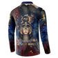 Mut Button Sweatshirt The Lioness of Thebes Egyptian Goddess Cosmic Crown Adorned Warrior Queen Design