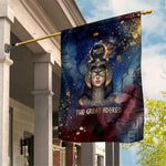 Mut Garden Flag The Lioness of Thebes Egyptian Goddess Cosmic Crown Adorned Warrior Queen Design