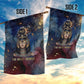 Mut Garden Flag The Lioness of Thebes Egyptian Goddess Cosmic Crown Adorned Warrior Queen Design