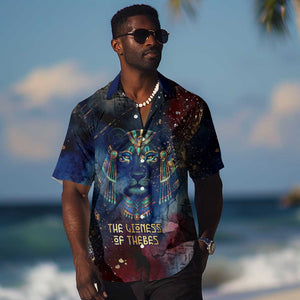 Mut Hawaiian Shirt The Lioness of Thebes Egyptian Goddess Cosmic Crown Adorned Warrior Queen Design