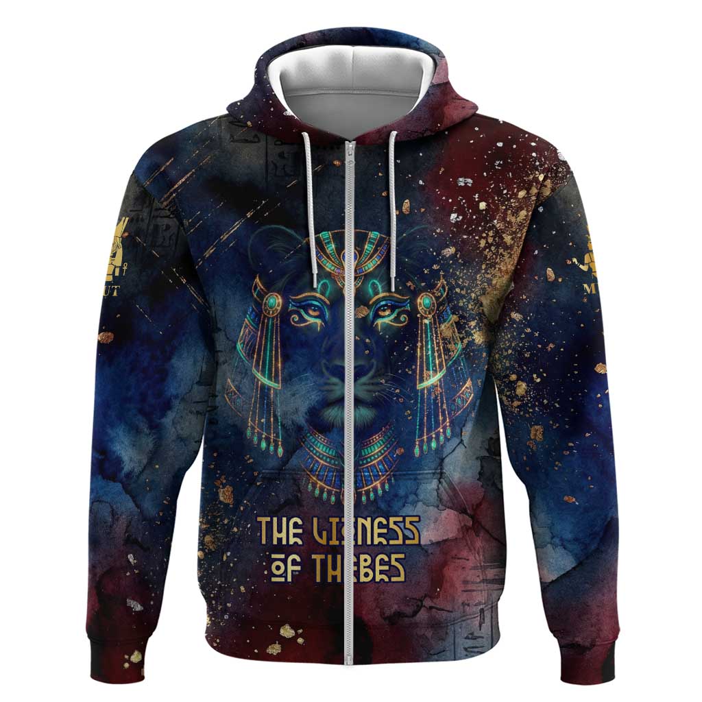 Mut Hoodie The Lioness of Thebes Egyptian Goddess Cosmic Crown Adorned Warrior Queen Design