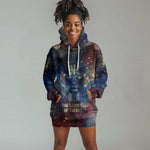Mut Hoodie Dress The Lioness of Thebes Egyptian Goddess Cosmic Crown Adorned Warrior Queen Design