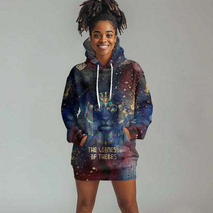 Mut Hoodie Dress The Lioness of Thebes Egyptian Goddess Cosmic Crown Adorned Warrior Queen Design