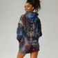 Mut Hoodie Dress The Lioness of Thebes Egyptian Goddess Cosmic Crown Adorned Warrior Queen Design