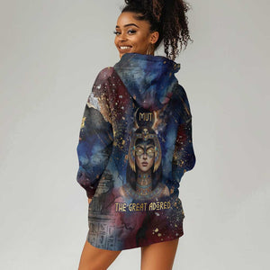 Mut Hoodie Dress The Lioness of Thebes Egyptian Goddess Cosmic Crown Adorned Warrior Queen Design