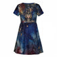 Mut Kid Short Sleeve Dress The Lioness of Thebes Egyptian Goddess Cosmic Crown Adorned Warrior Queen Design