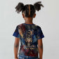 Mut Kid T shirt The Lioness of Thebes Egyptian Goddess Cosmic Crown Adorned Warrior Queen Design