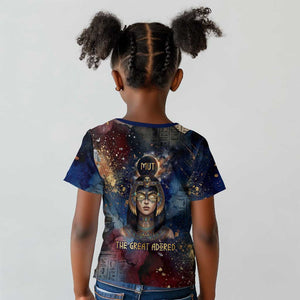 Mut Kid T shirt The Lioness of Thebes Egyptian Goddess Cosmic Crown Adorned Warrior Queen Design