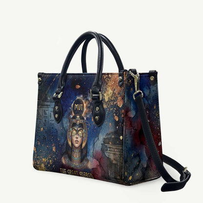 Mut Leather Bag The Lioness of Thebes Egyptian Goddess Cosmic Crown Adorned Warrior Queen Design