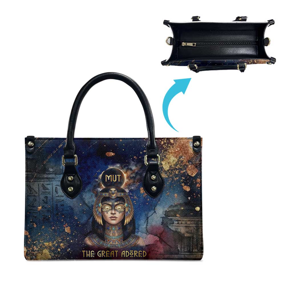 Mut Leather Bag The Lioness of Thebes Egyptian Goddess Cosmic Crown Adorned Warrior Queen Design
