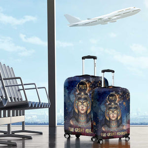 Mut Luggage Cover The Lioness of Thebes Egyptian Goddess Cosmic Crown Adorned Warrior Queen Design