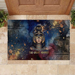 Mut Rubber Doormat The Lioness of Thebes Egyptian Goddess Cosmic Crown Adorned Warrior Queen Design
