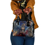 Mut Shoulder Handbag The Lioness of Thebes Egyptian Goddess Cosmic Crown Adorned Warrior Queen Design