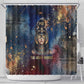 Mut Shower Curtain The Lioness of Thebes Egyptian Goddess Cosmic Crown Adorned Warrior Queen Design