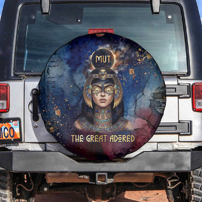 Mut Spare Tire Cover The Lioness of Thebes Egyptian Goddess Cosmic Crown Adorned Warrior Queen Design