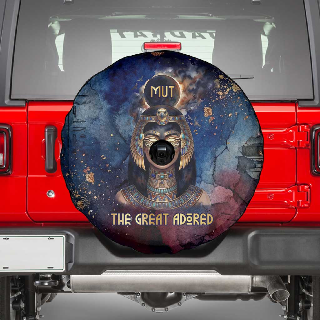 Mut Spare Tire Cover The Lioness of Thebes Egyptian Goddess Cosmic Crown Adorned Warrior Queen Design