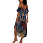 Mut Summer Maxi Dress The Lioness of Thebes Egyptian Goddess Cosmic Crown Adorned Warrior Queen Design