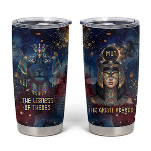 Mut Tumbler Cup The Lioness of Thebes Egyptian Goddess Cosmic Crown Adorned Warrior Queen Design